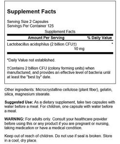 Swanson Lactobacillus Acidophilus 1 biljoonaa CFU 250 kapselia - Image 3