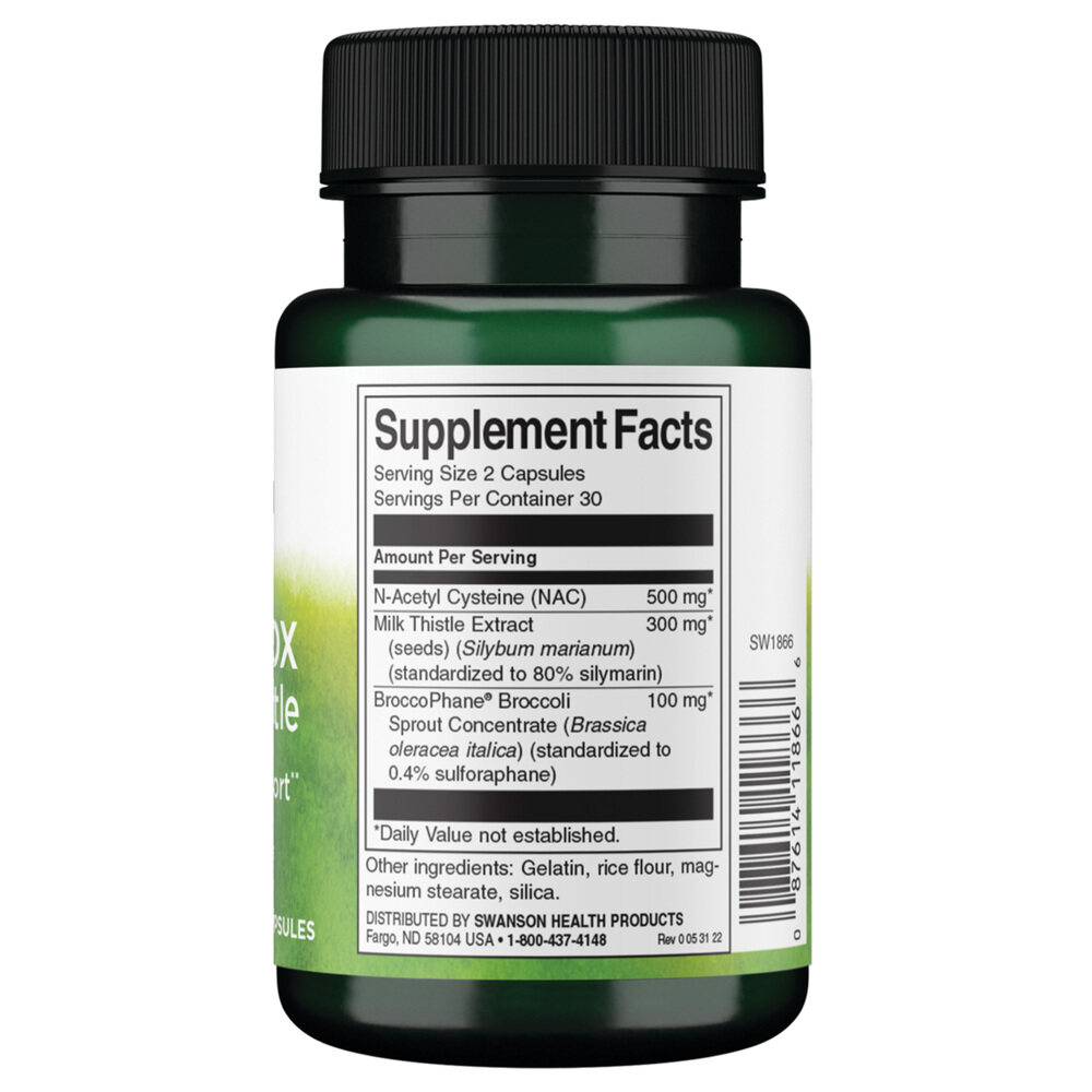 Swanson NAC Detox Depot maito-ohdakkeella ja Broccophanella, 60 kapselia - Image 3