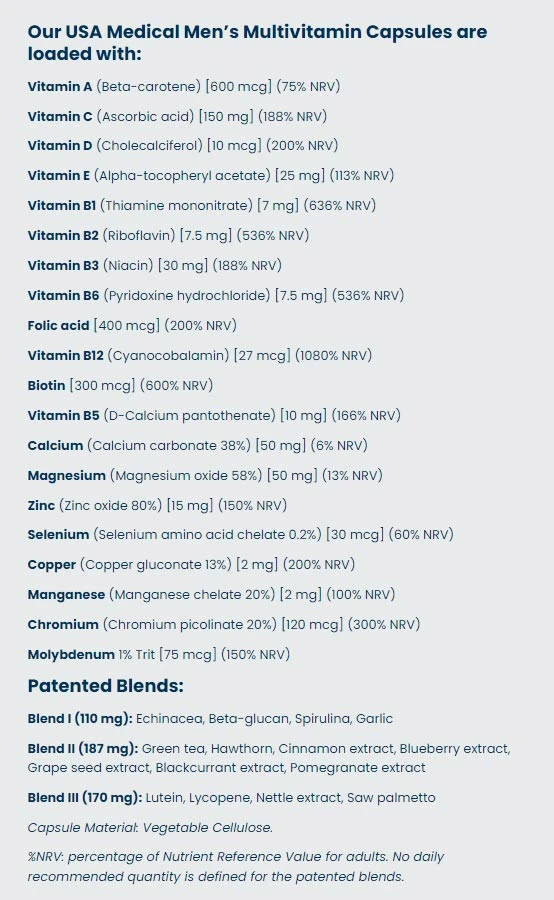 USA Medical - Monivitamiini miehille (60 kapselia) - Image 2