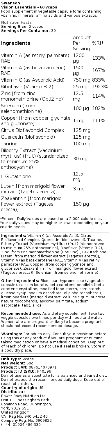 Näkökyvyn perustarpeet - 60 kasviskapselia - Image 3