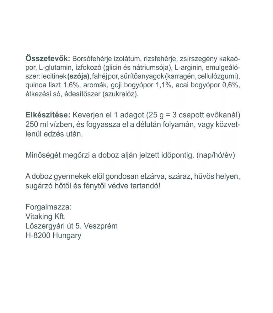 Vitaking - 100% Vegaaninen Proteiinijauhe (400 g, Suklaa-Kaneli) - Image 3