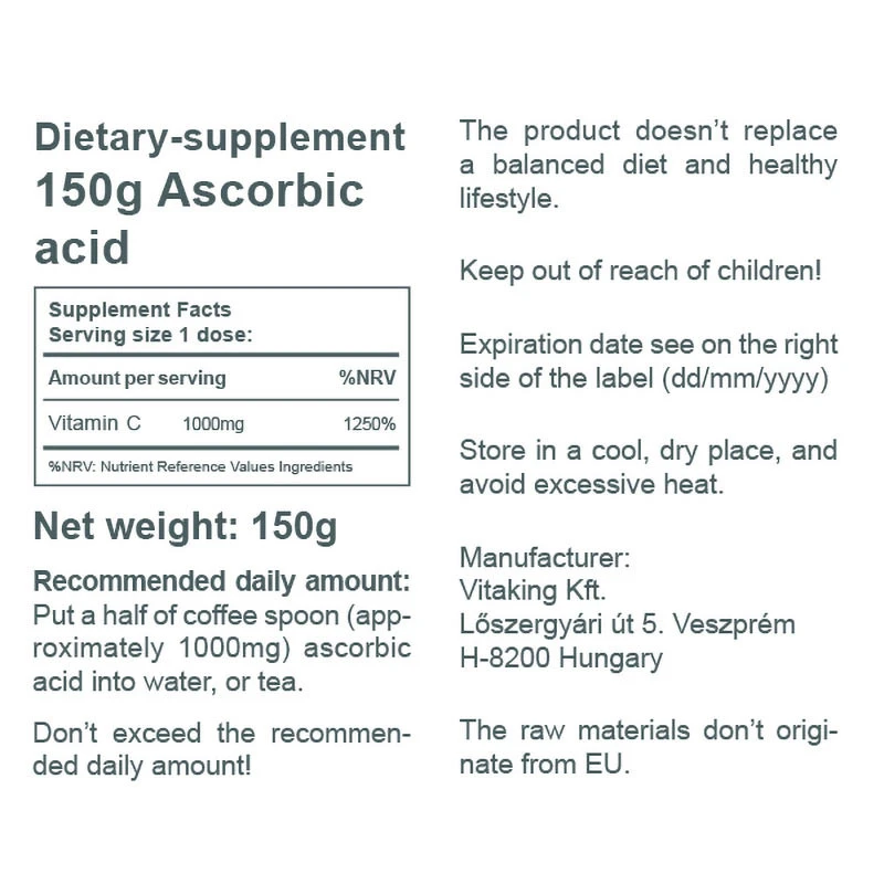 Vitaking - Askorbiinihappojauhe (C-vitamiini) (150 g) - Image 3