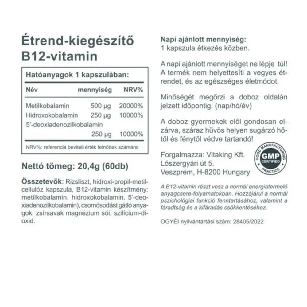 Vitaking - B-12-vitamiini Vege (60 kasviskapselia) - Image 2