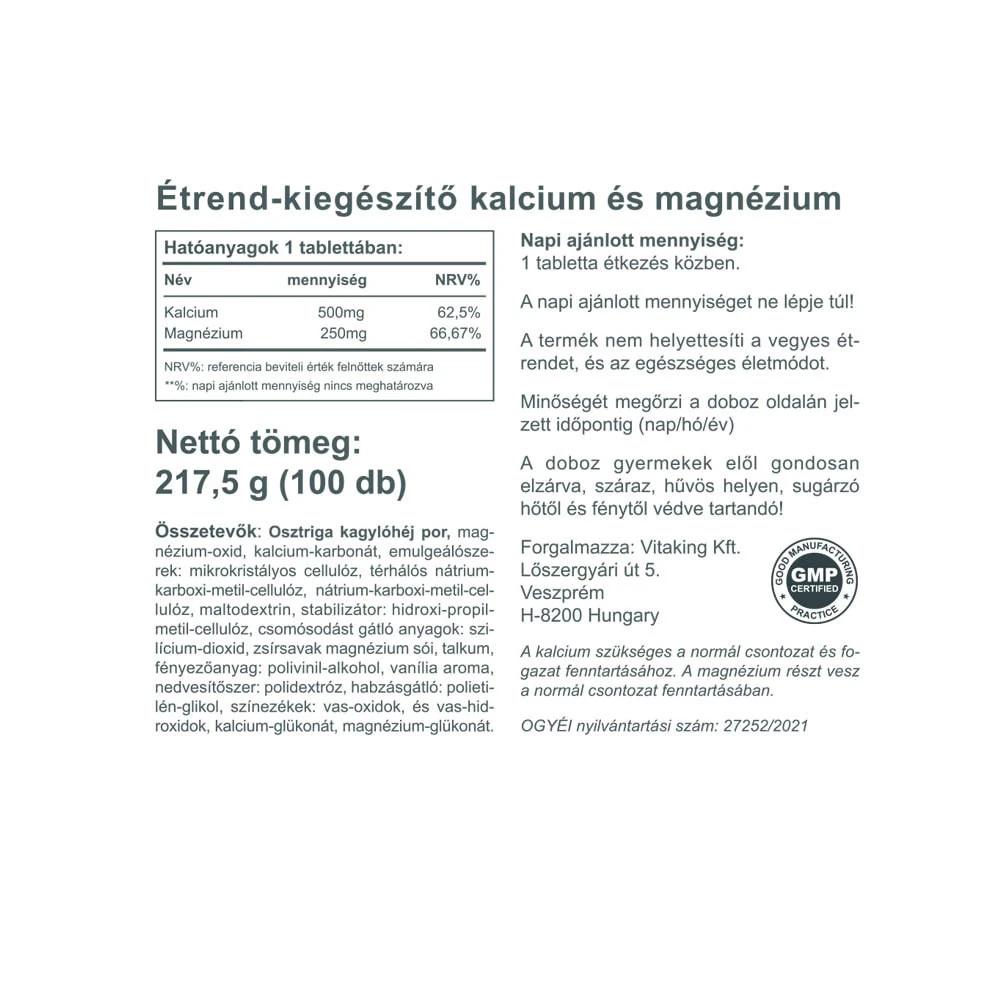 Vitaking - Kalsium-Magnesium (100 tablettia) - Image 2