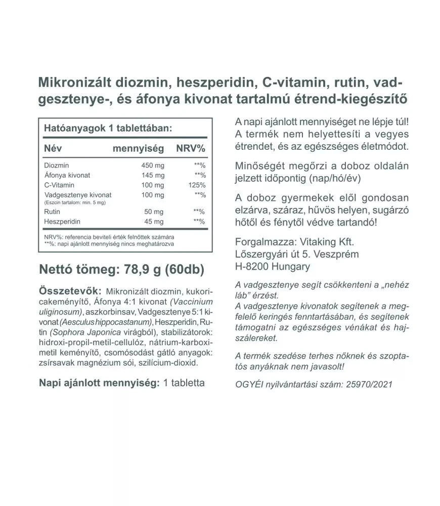 Vitaking - Hevoskastanja-kompleksi (60 tablettia) - Image 2