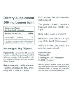 Vitaking - Sitruunamelissa 500 mg (60 kapselia) - Image 3