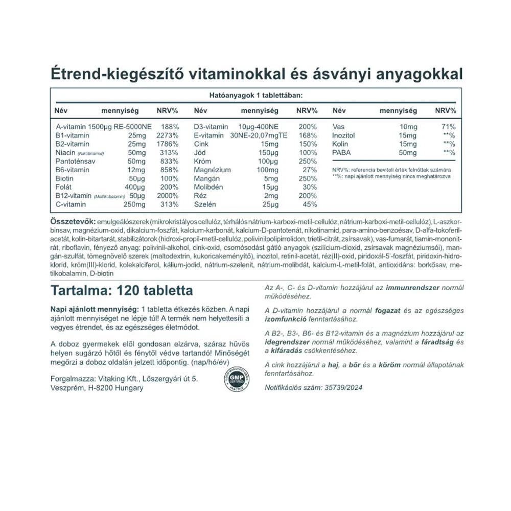 Vitaking - Mega-1 Monivitamiini (120 tablettia) - Image 2