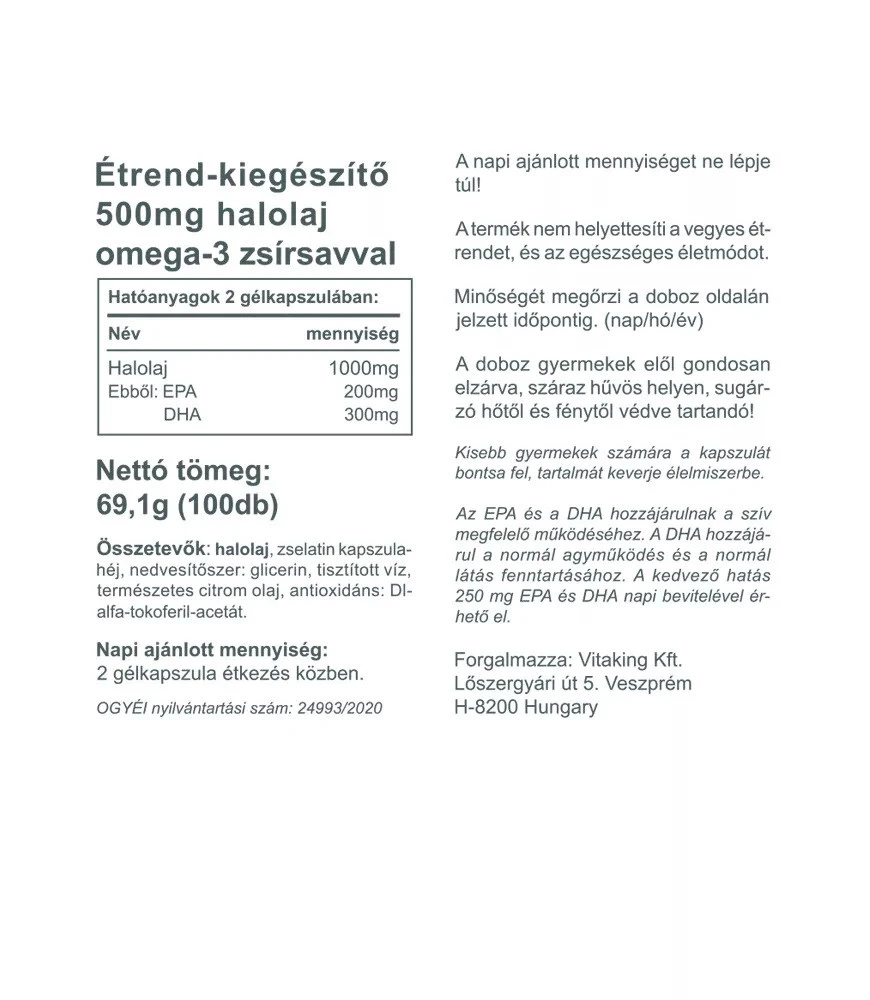 Vitaking - Vitaking Omega-3 lapsille 500 mg (100 pehmeää kapselia) - Image 2