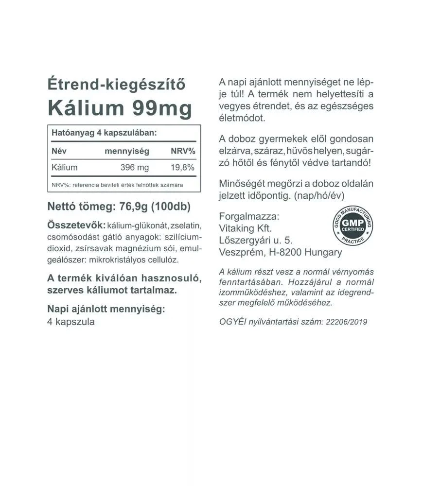 Vitaking - Vitaking Kalium 396 mg (100 kapselia) - Image 2
