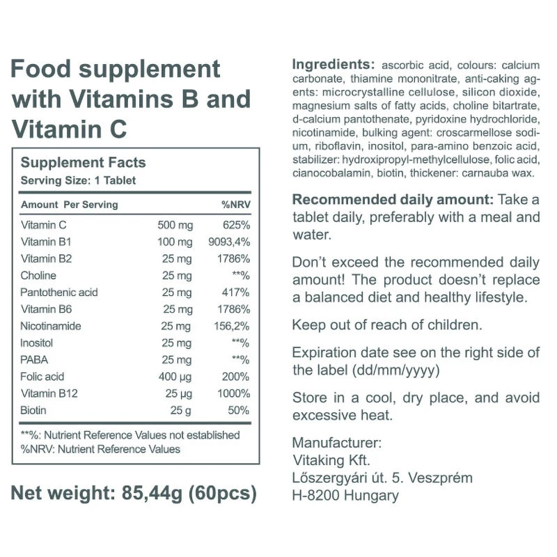 Vitaking - Stressi B-kompleksi Monivitamiini (60 tablettia) - Image 3