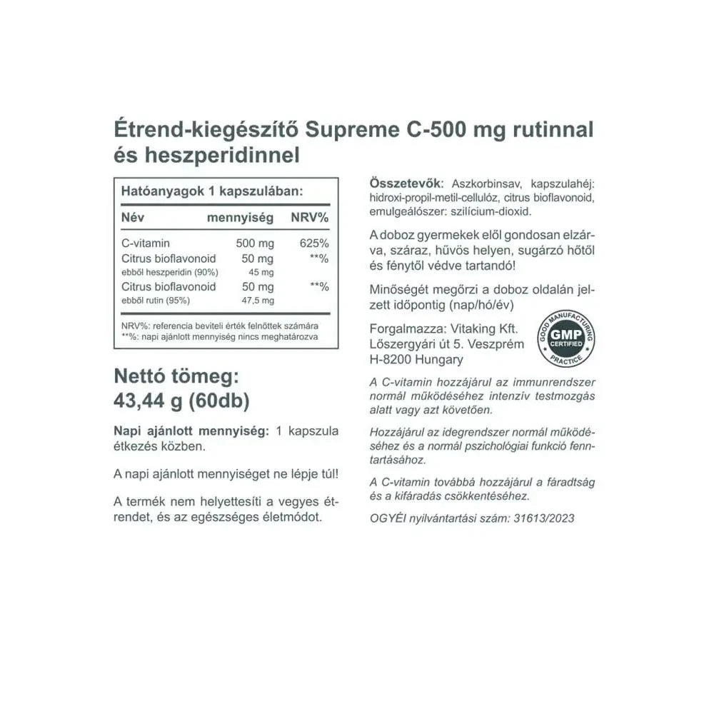 Vitaking - Vitaking Supreme C-500 (60 kapselia) - Image 2