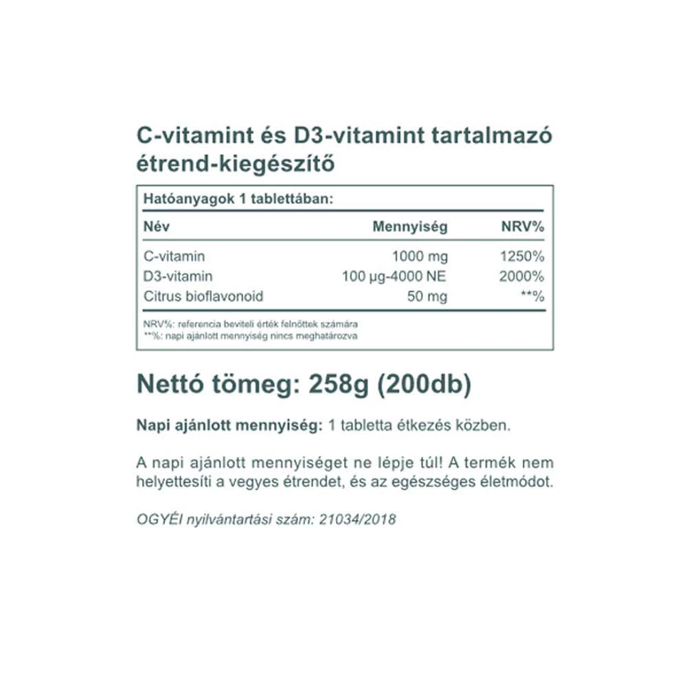 Vitaking - Vitamiini C-1000 + D-4000 (200 tablettia) - Image 2