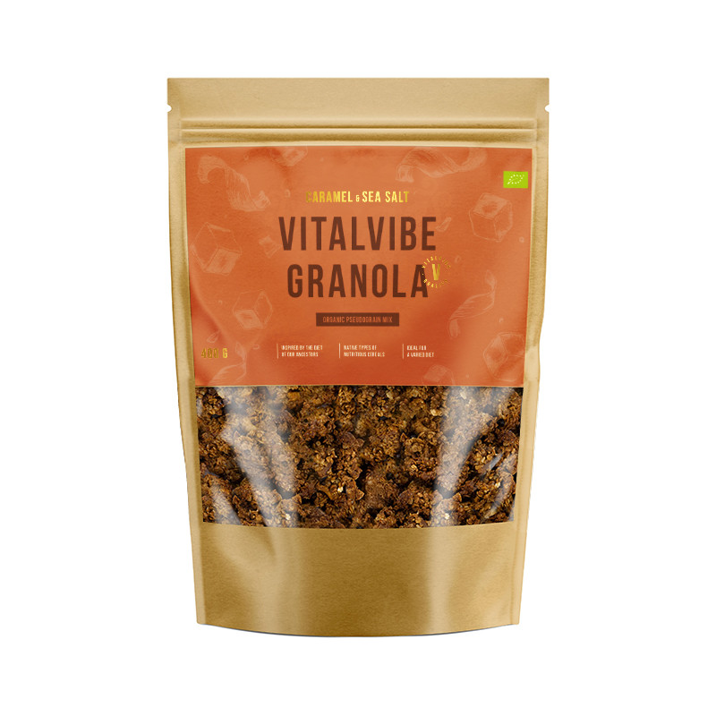 Vitalvibe - Luomugranola, karamelli ja merisuola, 700 g