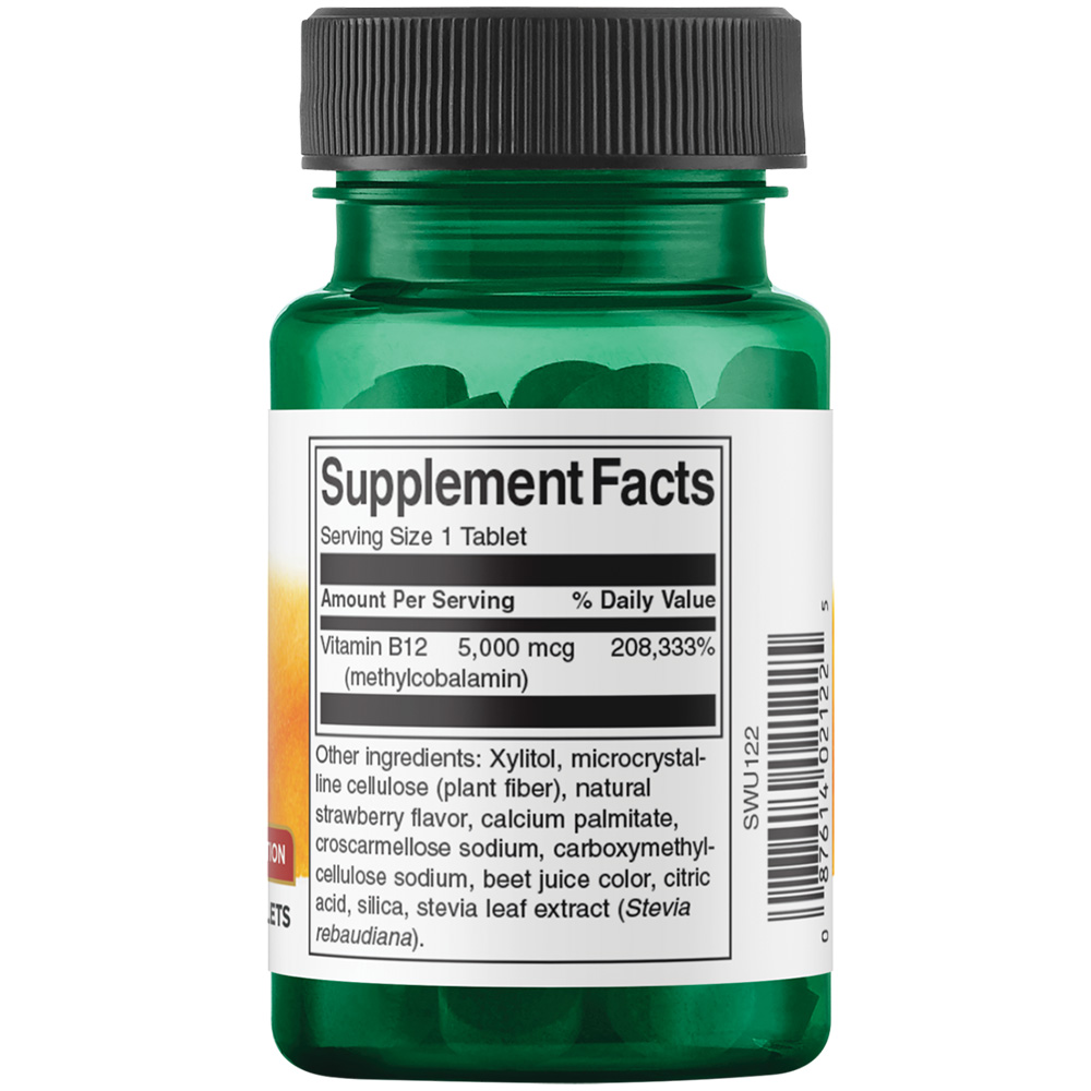 Vitamiini B12 metyylikobalamiini, 5000 mcg korkea imeytyvyys - 60 tablettia - Image 3