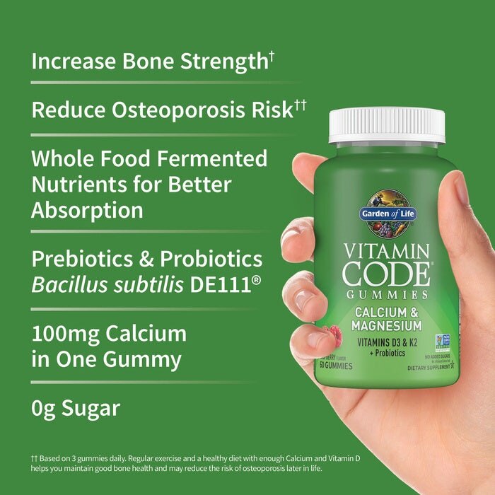 Vitaminikoodi Kalsium & Magnesium -geelipalat, Vadelma - 60 geelipalaa - Image 4