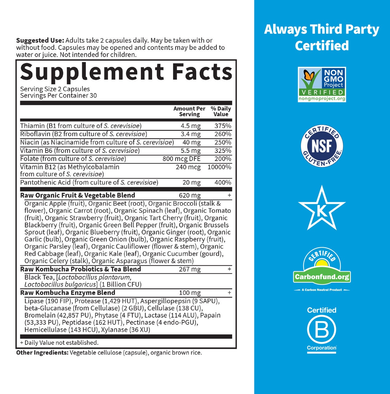 Vitaminikoodi Raaka Kombutša - 60 kasviskapselia - Image 2