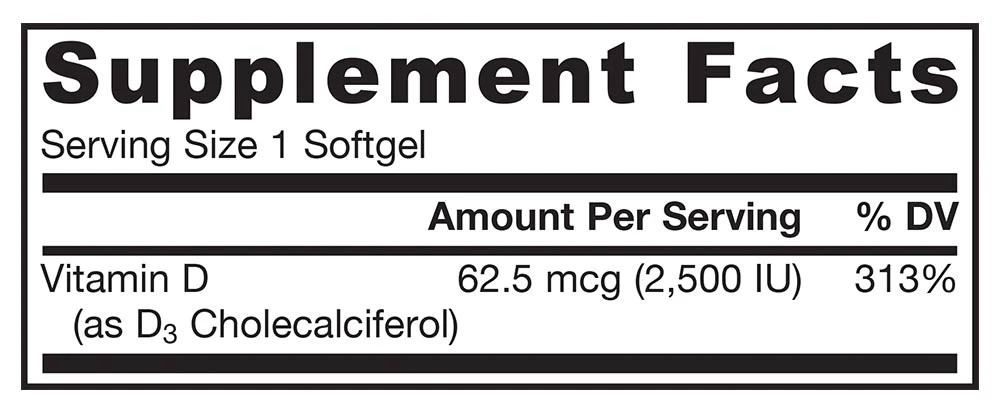 2500 IU - 100 softgels