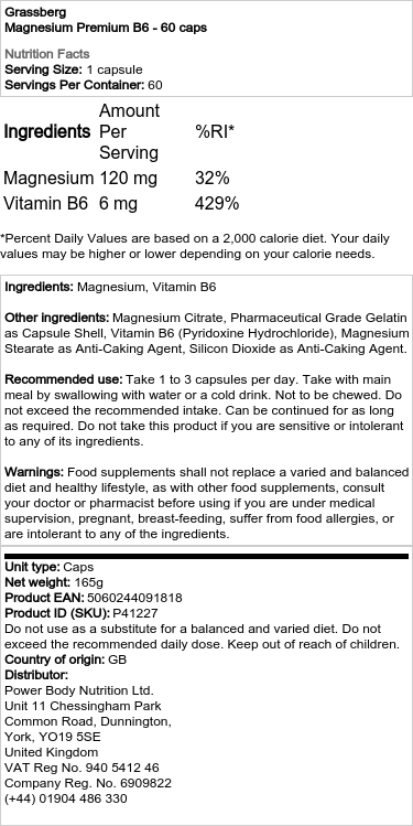 Magnesium Premium B6 - 60 kapselia - Image 2