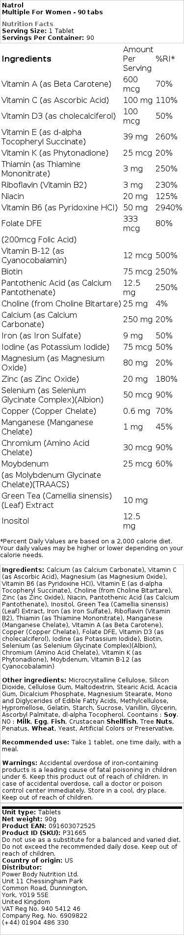 Monivitamiini naisille - 90 tablettia - Image 2