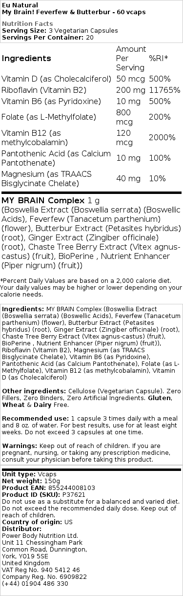 Aivojeni! Mataranlehti ja voikukka - 60 kapselia - Image 2