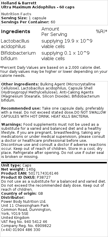 Ultra Maximum Acidophilus - 60 kapselia - Image 2