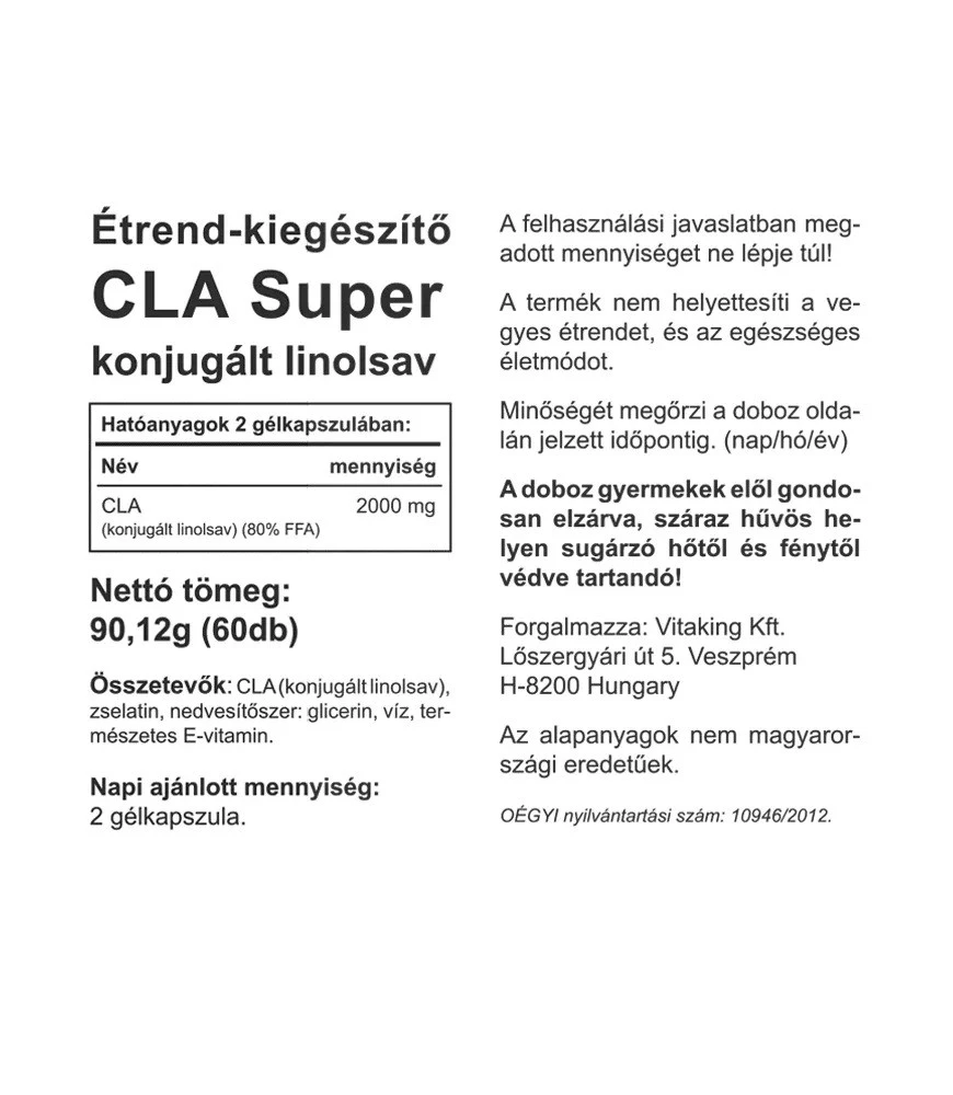 Vitaking - Vitaking CLA Super 2000 mg (60 pehmeää kapselia)