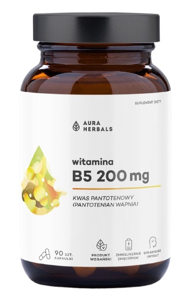 Aura Herbals - B5-Vitamiini 200 Mg, Pantoteenihappo (90 Kapselia)