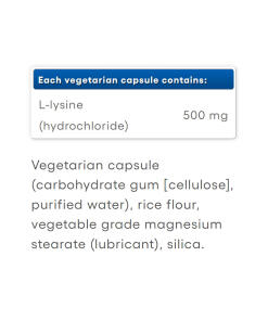 Natural Factors - L-lysiini aminohappo 500 mg (90 kapselia) - Image 2