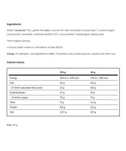Vilgain BIO Energiakeksi Suklaa-Haselpähkinä (40 g) - Image 2